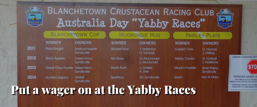 Put a wager on at the Yabby Races