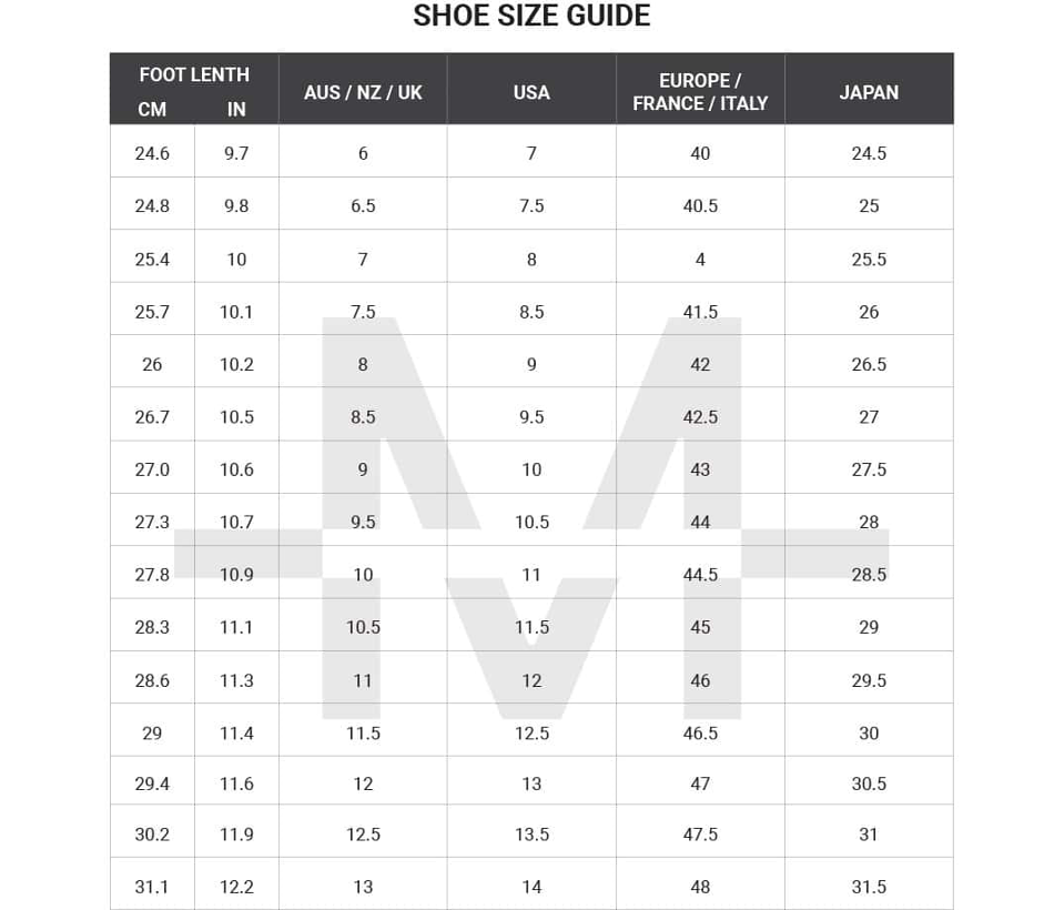 Australian Men S Shoe Size Conversion Chart